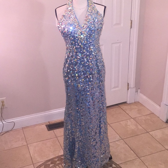 blue silver gown